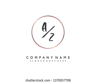 initials letter AZ handwriting logo vector template