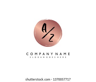 initials letter AZ handwriting logo vector template