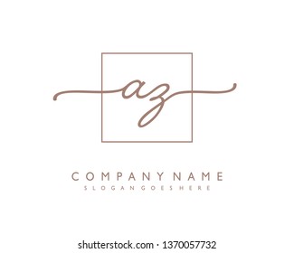 initials letter AZ handwriting logo vector template