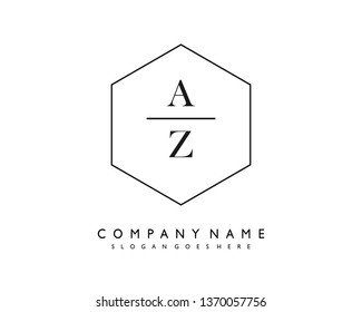 initials letter AZ handwriting logo vector template
