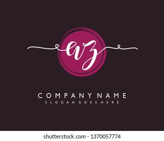 initials letter AZ handwriting logo vector template