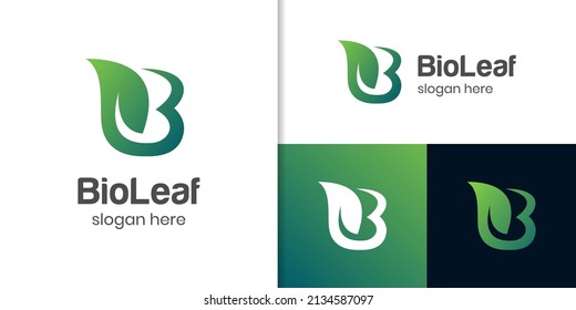 initials letter B combine leaves vector icon for nature bio leaf logo design product label organic