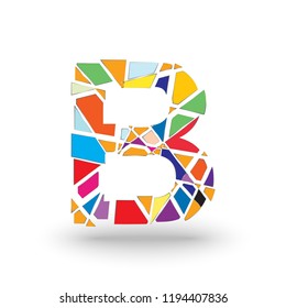 initials Letter B, full of colors with a combination of shapes