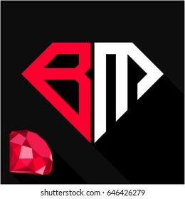 initials letter B & M in diamond shape