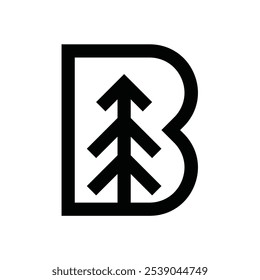 Initials letter B pine tree logo design inspiration