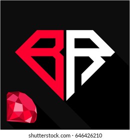 initials letter B & R in diamond shape