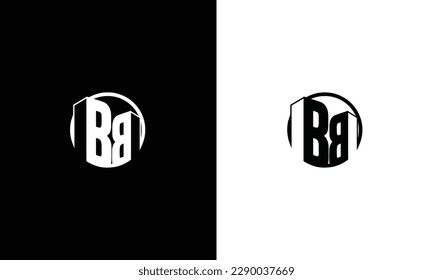 Initials letter bb line art style with building logo design modern creative