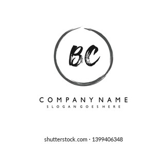 initials letter BC handwriting logo vector template