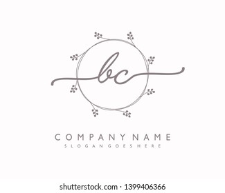 initials letter BC handwriting logo vector template