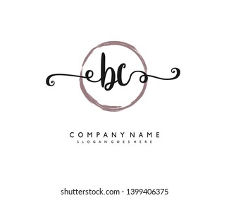 initials letter BC handwriting logo vector template