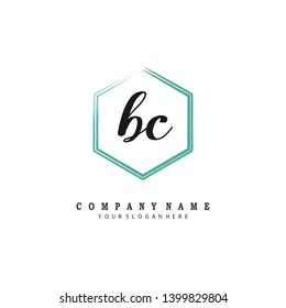 initials letter BC handwriting logo vector template