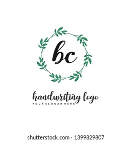 initials letter BC handwriting logo vector template