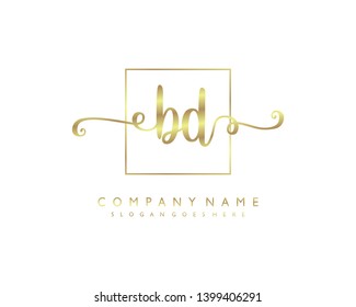 initials letter BD handwriting logo vector template