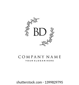 initials letter BD handwriting logo vector template