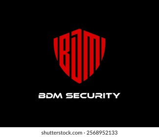 Initials Letter BDM Shield Security Protection Safety Armor Guard Vector Logo Design Illustration