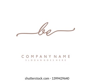 initials letter BE handwriting logo vector template