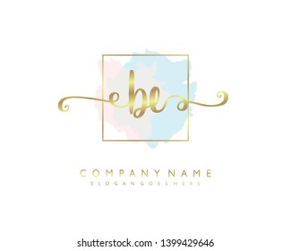 initials letter BE handwriting logo vector template