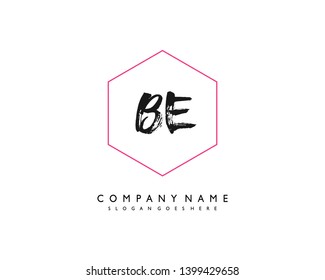 initials letter BE handwriting logo vector template