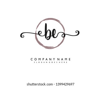 initials letter BE handwriting logo vector template