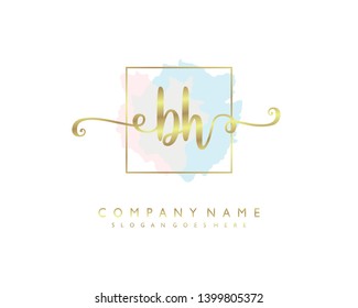 initials letter BH handwriting logo vector template