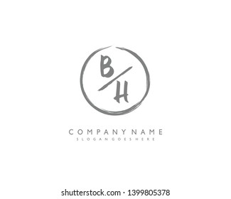 initials letter BH handwriting logo vector template