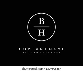 initials letter BH handwriting logo vector template