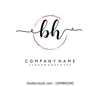 initials letter BH handwriting logo vector template
