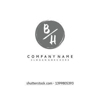 initials letter BH handwriting logo vector template