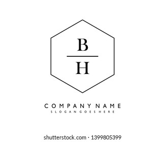 initials letter BH handwriting logo vector template