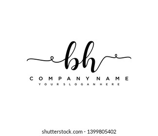 initials letter BH handwriting logo vector template