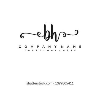 initials letter BH handwriting logo vector template