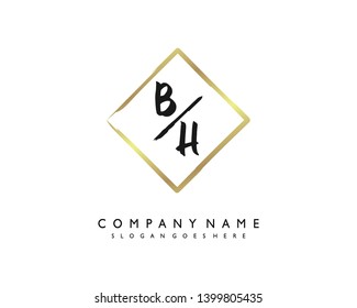 initials letter BH handwriting logo vector template