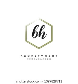 initials letter BH handwriting logo vector template