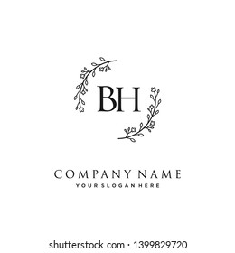 initials letter BH handwriting logo vector template