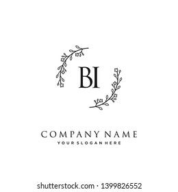 initials letter BI handwriting logo vector template
