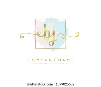 initials letter BJ handwriting logo vector template