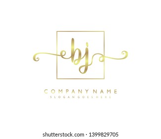 initials letter BJ handwriting logo vector template