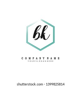 initials letter BK handwriting logo vector template