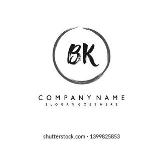 initials letter BK handwriting logo vector template