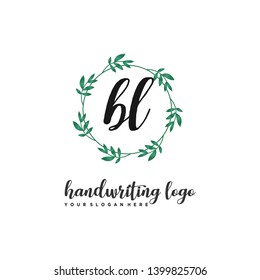 initials letter BL handwriting logo vector template