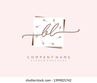 initials letter BL handwriting logo vector template