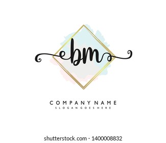 initials letter BM handwriting logo vector template