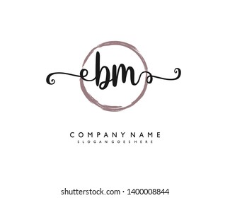 initials letter BM handwriting logo vector template