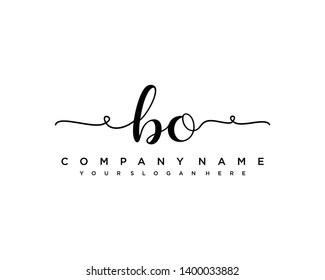 initials letter BO handwriting logo vector template