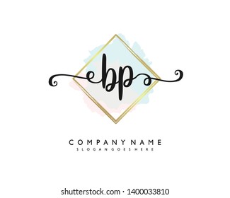 initials letter BP handwriting logo vector template