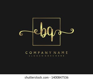 initials letter BQ handwriting logo vector template