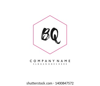 initials letter BQ handwriting logo vector template