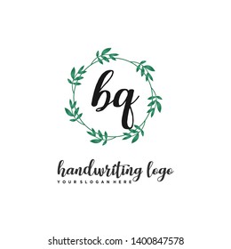 initials letter BQ handwriting logo vector template