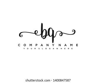 initials letter BQ handwriting logo vector template
