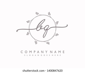 initials letter BQ handwriting logo vector template